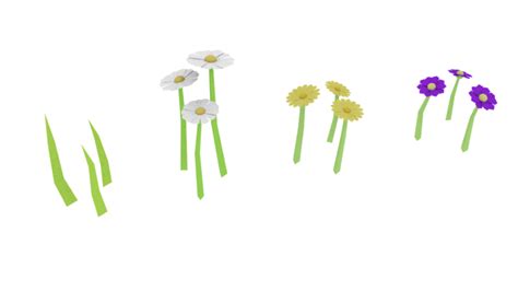 Low Poly Flowers & Grass Free 3D Model - .fbx .blend - Free3D