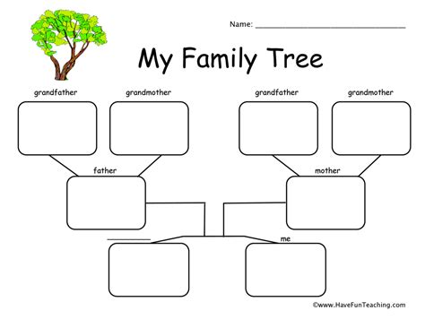 2 Children Family Tree Worksheet by Teach Simple