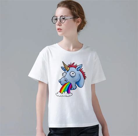 Personalized Creative Design Vomiting Rainbow Unicorn Print T shirt ...