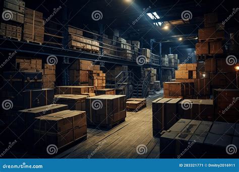 Industrial Interior of a Factory Warehouse. Stock Illustration ...