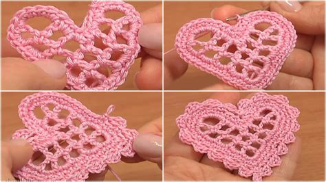 Crochet Mesh Heart - Tutorial Valentine's Day, Wedding Ornament - Love ...