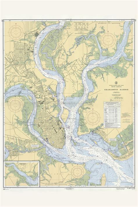 Charleston Harbor South Carolina Historical Map 1959 (colored) – Nautical Chart Prints