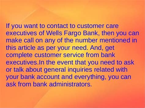 Wells Fargo Customer Service Numbers