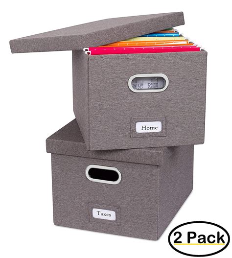 Internet's Best Collapsible File Storage Organizer, Decorative Linen Filing & Storage Office Box ...