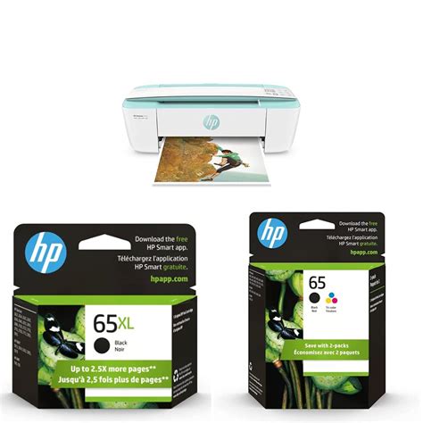 HP DeskJet 3755 Compact All-in-One Wireless Printer (J9V92A) & 65XL ...