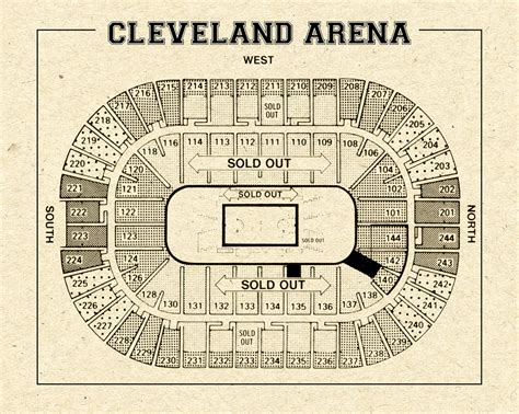 Vintage Print of Cleveland Arena Seating Chart on Premium | Etsy