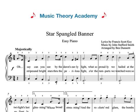 Star Spangled Banner - Music Theory Academy - Easy piano sheet music | Banners music, Easy piano ...