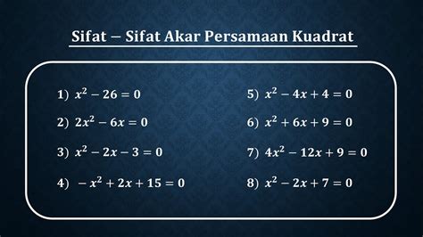 Cara mudah menentukan sifat sifat akar persamaan kuadrat - YouTube