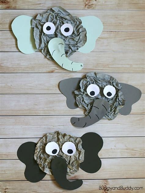 Elephant Craft for Kids Using Crumpled Newspaper - Buggy and Buddy