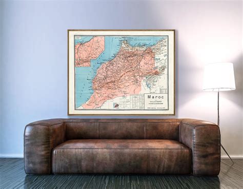 Vintage Map of Morocco, Old Morocco Map, Moroccan Art Print, Moroccan ...