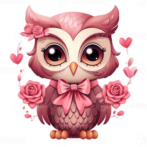 Cute Pink Owl Clipart Illustration AI Generative 27237777 PNG