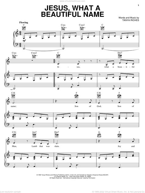 Riches - Jesus, What A Beautiful Name sheet music for voice, piano or ...