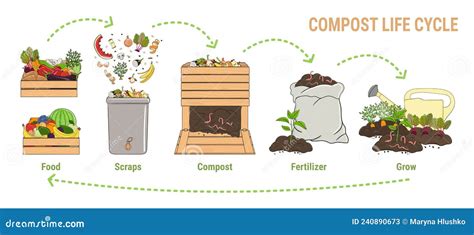 Compost Composting Flat Composition Cartoon Vector | CartoonDealer.com #256250541