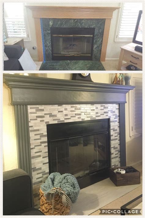 DIY fireplace makeover with peel and stick tiles | 1000 in 2020 | Diy ...