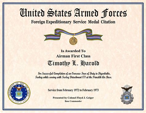 Army Good Conduct Medal Certificate Template (2) - Templates within Unique… | Certificate of ...