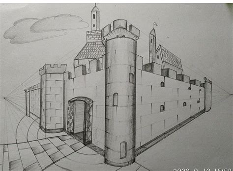 Pencil castle | Perspective art, Perspective drawing architecture, 2 point perspective drawing