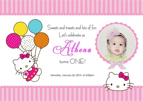 Download Now FREE Template Kids Birthday Party Invitation Wording Hello Kitty Invitation Card ...