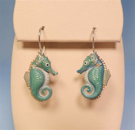 Toshikane porcelain seahorse earrings with 14K gold ear wires (sold on eBay for US $134.85, 24 ...