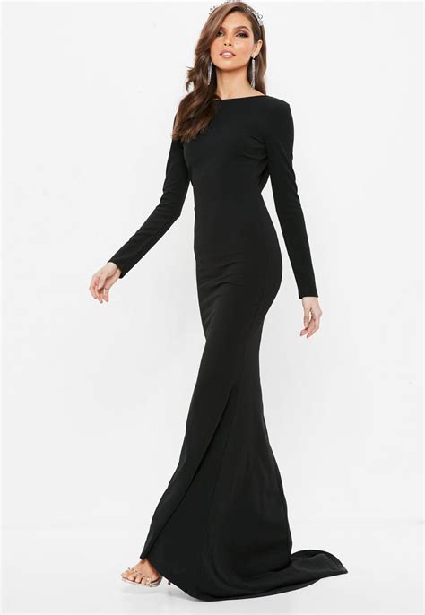 Black Open Back Maxi Dress | Missguided | Maxi dress, Black tie event ...