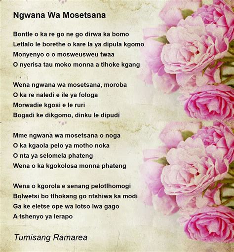 Ngwana Wa Mosetsana - Ngwana Wa Mosetsana Poem by Tumisang Ramarea