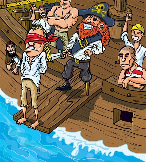 Cartoon Pirate Walking the Plank Stock Illustration - Illustration of antique, sailboat: 24668449