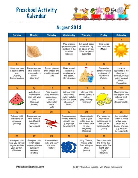 (PDF) Preschool Activity Calendar - preschoolexpress.com · PreschoolExpress.com (c) 2017 ...