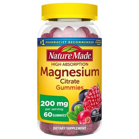 Nature Made High Absorption Magnesium Citrate 200 mg Gummies, 60 CT ...