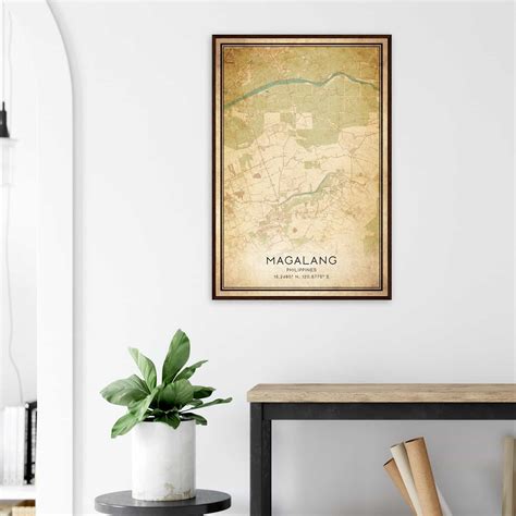 Vintage Magalang Philippines Map Poster, Magalang City Road Wall Art Print - Custom Maps & Posters