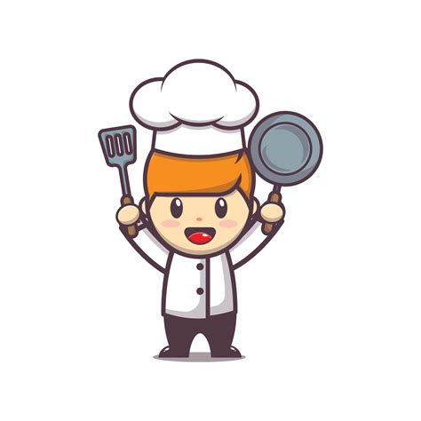 cute chef mascot cartoon illustration 5458003 Vector Art at Vecteezy