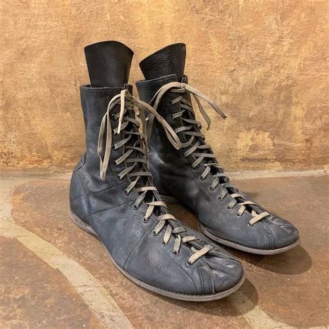 Vintage 1930s Boxing Boots 30s 40s 50s Black Leather Lace-up | Etsy ...