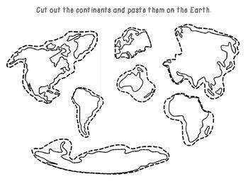 The Earth: Continents and Oceans cut & paste by Resources to the Rescue