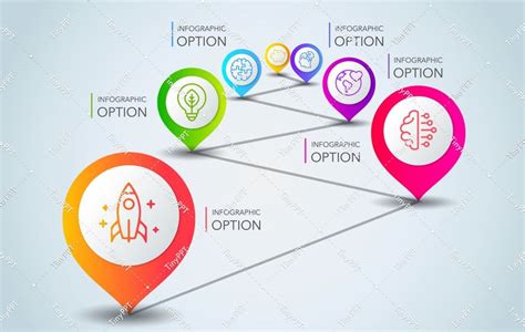 the colorful map pointers are labeled in different colors and sizes, with an arrow pointing to