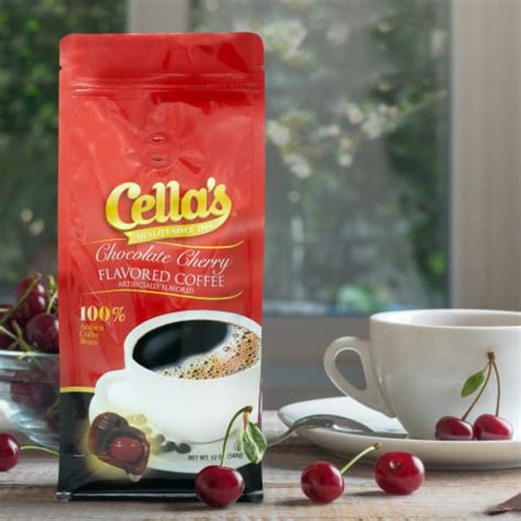 Cellas Chocolate Cherry Flavored, Medium Roast, Ground Coffee, Six - 12 ounces Bags, SIX- 12 ...