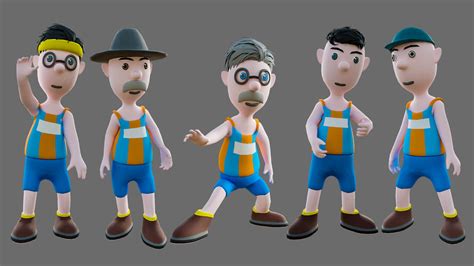 Cartoon Characters Sports Team - 3D Model by 7ka