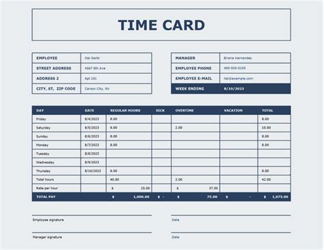 Time Cards Template Database