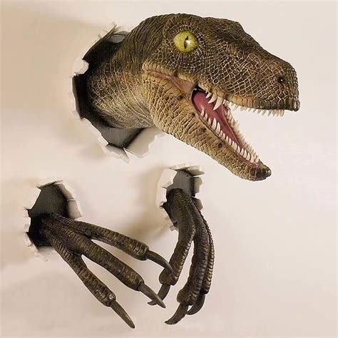 Buy Velociraptor Statue Wall, Wall Dinosaur Head Sculpture, Dinosaur ...