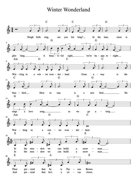 free sheet music for walking in a winter wonderland - Google Search | Flute sheet music ...