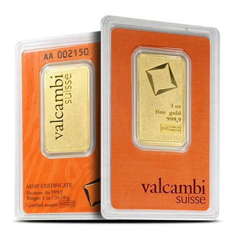 1 oz Gold Valcambi Matte Bars (New w/ Assay) - Silver.com™