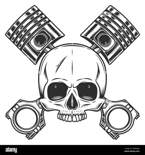 Vintage custom motorcycle logotype with skull without jaw and crossed ...