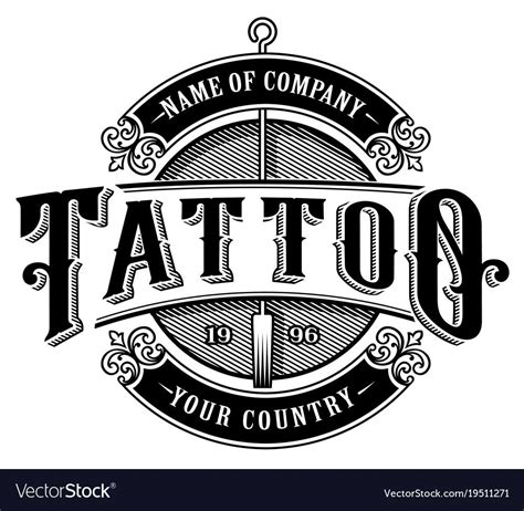 Vintage tattoo studio emblem 4 for white Vector Image | Tattoo lettering, Vintage tattoo, Tattoo ...