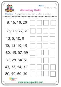 Ascending And Descending Order Worksheet booklet For Kids - free Pdf - Mom'sEquation