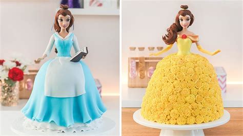 Disney PRINCESS 🌹 BELLE Doll Cakes - Beauty and the Beast - YouTube