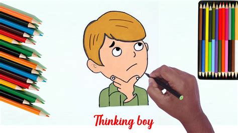 Thinking Boy Drawing