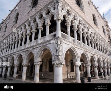 VENICE, ITALY, NOV 1st 2018: Doges Palace detailed facade or exterior ...