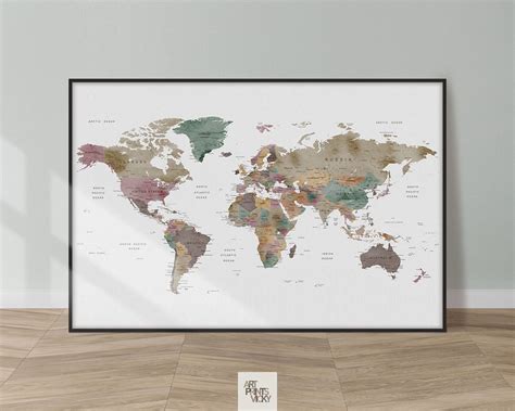 Natural Hues, Global View: World Map Poster | ArtPrintsVicky