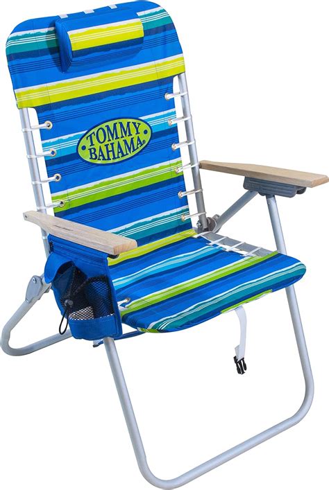 Blue Tommy Bahama 7 Position Hi-Boy Beach Chair Folding Chairs