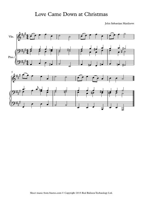 Matthews - Love Came Down at Christmas sheet music for Violin - 8notes.com | Free violin sheet ...