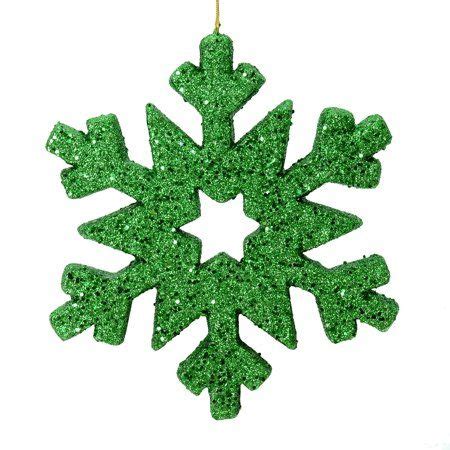 12" Green Glitter Snowflake Outdoor - Walmart.com | Green glitter ...