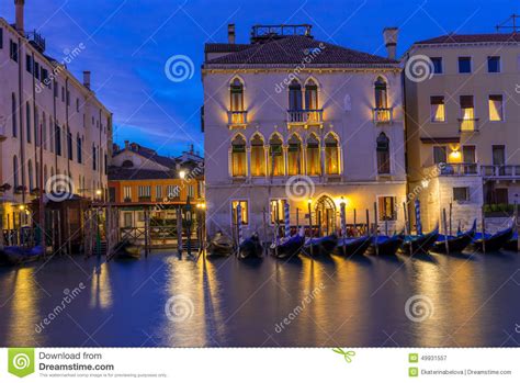 Night View of Grand Canal in Venice Stock Image - Image of holidays ...