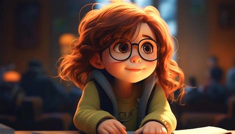 Premium AI Image | a very cute kid caracter animation pixar style